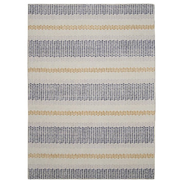 Linon Indoor Outdoor Machine Washable Alfie Area 7'x9' Rug in Ivory and Blue