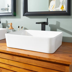 Hibiscus Rectangular Fireclay Vessel Sink - White - Bathroom Sinks