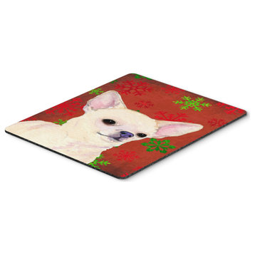 Chihuahua Red & Green Snowflakes Christmas Mouse Pad/Hot Pad/Trivet