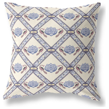 Amrita Sen Broadcloth Pillow With Cream Gray Brown Finish CAPL471BrCDS-BL-18x18