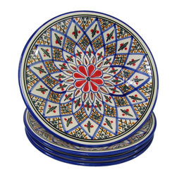 Le Souk Ceramique - Stoneware Pasta/Salad Bowls, Set of 4, Tabarka Design - Serving And Salad Bowls