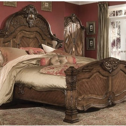 AICO Furniture - Windsor Court Mansion Bed in Vintage Fruitwood - 700-BED - Bedroom Products