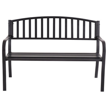 Costway 50'' Patio Garden Bench Outdoor Furniture Steel Slats Porch Chair Seat