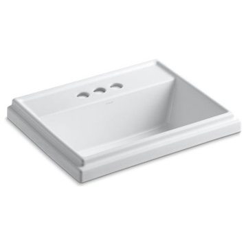 Kohler Tresham Rectangular Drop-In Bathroom Sink w/ 4" Centerset Holes, White