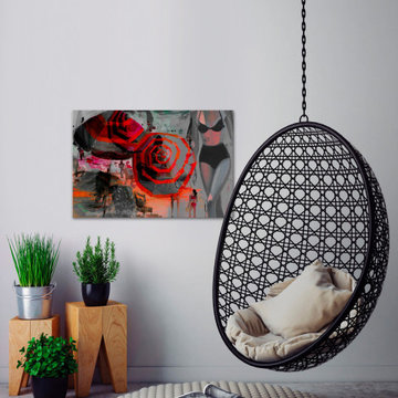 "Dark Beach Scene" Painting Print on Wrapped Canvas