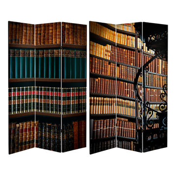 6' Tall Double Sided Library Canvas Room Divider