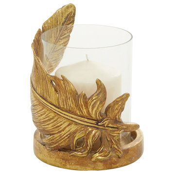Traditional Gold Glass Hurricane Lamp 55348