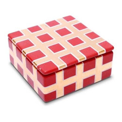 Waylande Gregory Grid Square Box Red - Home Decor
