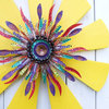Colorful Sunburst Wall Accent | Shabby Chic Beach Wreath | Wood & Metal Wall Art