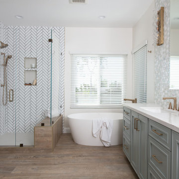 Luxe Gold Shower Hardware with a slide bar
