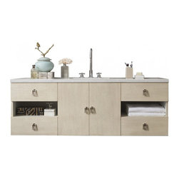 60 inch Floating Single Sink Bathroom Vanity Vanilla Oak Finish - Bathroom Vanities And Sink Consoles