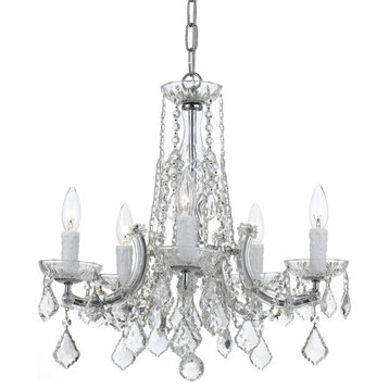 Traditional Crystal 5 Light Chrome Chandelier