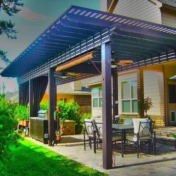 Pergola, Patio, Spa, and Landscape