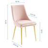 Side Dining Chair, Velvet, Metal, Pink, Modern, Bistro Restaurant Hospitality