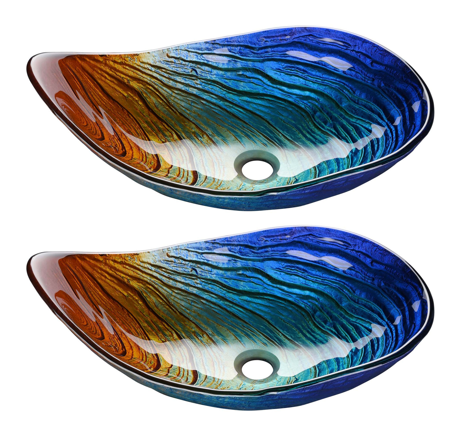 Aquaterior Waterdrop Shape Tempered Glass Sink Counter Top Bathroom ...