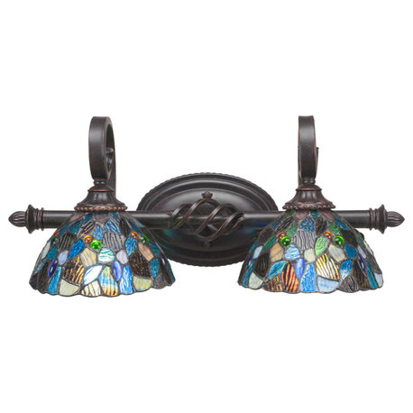 Elegante 2-Light Bath Bar, Blue Mosaic Art