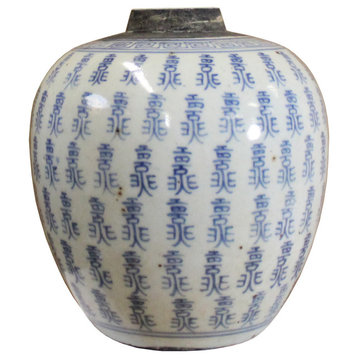 Chinese Oriental Handpaint Small Blue White Porcelain Ginger Jar Hws574