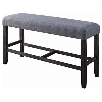 Fabric Counter Height Bench, Grey/Weathered Espresso