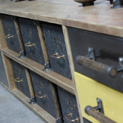 Imogen Reclaimed Scaffolding & OSB Board Media Unit with Vintage Filing Cabinet - Storage Cabinets