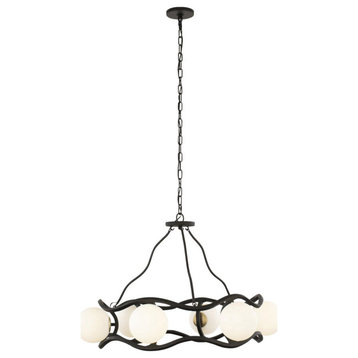 Black Betty 6 Light Chandelier, Carbon and French Gold