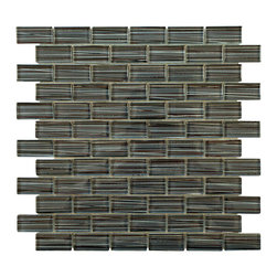 Black and Stripes Modern Art Glass Mosaic Tiles (Brick Pattern & Glossy) - Home Accessories & Decor