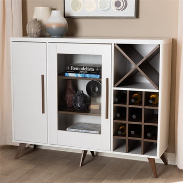Bowery Hill Wine Cabinet in White and Brown