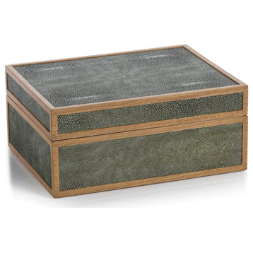 Sagunto Wood & Shagreen Leather Decorative Box, Small