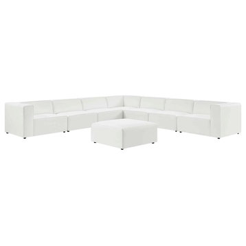 Odette White Vegan Leather 8-Piece Sectional Sofa Set
