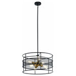 Kichler Lighting - Kichler Lighting 43594BK Piston - Six Light Round Chandelier/Pendant - Two on-trend finishes deliver sleek industrial-era style on this Piston 6 light pendant. Natural Brass accents add the shine, while a black mesh cage forms the structure.  Canopy Included: Yes  Sloped Ceiling Adaptable: Yes  Canopy Diameter: 5.00Piston Six Light Round Chandelier/Pendant Black *UL Approved: YES *Energy Star Qualified: n/a  *ADA Certified: n/a  *Number of Lights: Lamp: 6-*Wattage:75w A19 Medium Base bulb(s) *Bulb Included:No *Bulb Type:A19 Medium Base *Finish Type:Black