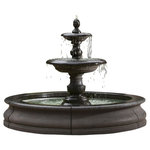 Campania International - Caterina Outdoor Water Fountain in Basin - As water flows to cascade down two tiers into a large basin where the water gathers and shimmers in the sunlight it becomes a breathtaking outdoor centerpiece. The Caterina Outdoor Water Feature with pool is a majestic outdoor fountain that is the perfect choice for any large outdoor area. It is crafted from durable cast stone that will be sure to last you a lifetime, and with it's smart construction, the water is recirculated within the fountain. It is also compatible with an auto refill system that will keep water levels constant all day long.