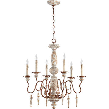 Six Light Manchester Grey W/ Rust Accents Up Chandelier
