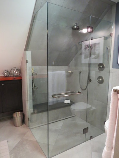 Industrial Bathroom by Robin Amorello, CKD CAPS - Atmoscaper Design
