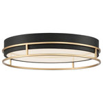 Eurofase - Eurofase Grafice Large LED Flushmount, Gold/Frosted - Basic form and rich finishes give prominence to clean elegance. A frosted glass sits securely within a matte black drum that houses LED light. This effortless design draws attention to the simple decorative rings that frame the black cylinder in bright contrast.