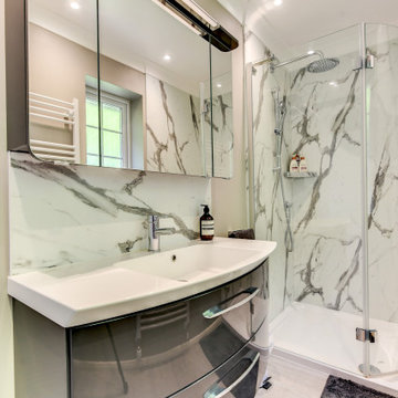 White Marble Bathroom in Worthing, West Sussex