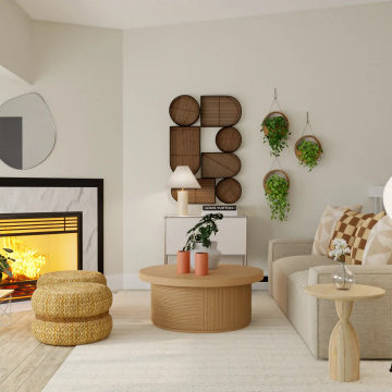 Mixed Material Living Room with Greenery