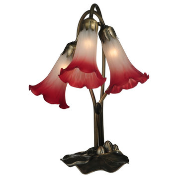 15.75H Pink/White Pond Lily 3 LT Accent Lamp
