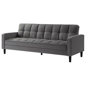 Loft Lyfe Paley Convertible Sofa Bed With Storage, 85" Wide, Charcoal Linen