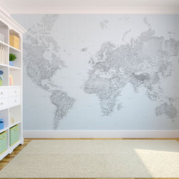 Black and white world map wallpaper - Wallpaper