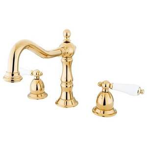 Kingston Brass KB8952FL Royale Mini Widespread Bathroom Faucet with Brass Pop-Up Drain Polished Brass