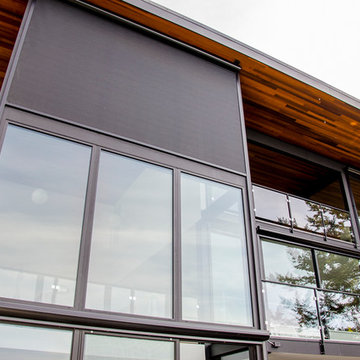 Rainier Shade Power Screens on Modern Home in West Seattle