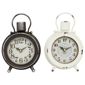 Set of 2 Black Iron Country Cottage Clock 92274