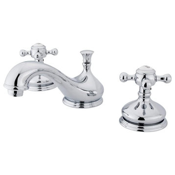 Vintage Widespread Bathroom Faucet, Low Spot & Crossed Levers, Polished Chrome
