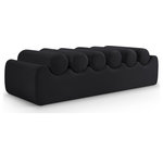 Meridian Furniture - Rumble Upholstered Bench, Black, 56" W x 22" D x 16.5" H, Vegan Leather - Discover the Rumble black vegan leather bench, featuring a sleek, soft feel that adds a touch of contemporary elegance to any room. This stylish bench offers six removable bolster pillow seats for enhanced comfort and versatility. Its modern design seamlessly blends with various decor styles, making it a versatile choice for your entryway, living room, or bedroom.
