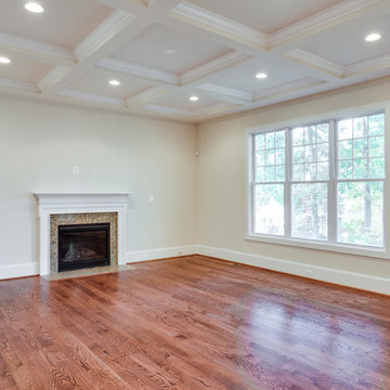 Large Living Room w/Marble Fireplace, Coffered Ceiling, Recess Lighting