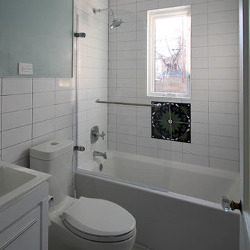 East Denver Minimalist White Bathroom & Kitchen Renovation