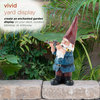 12" Tall Outdoor Hunting Garden Gnome with Blue Shirt Yard Statue, Multicolor