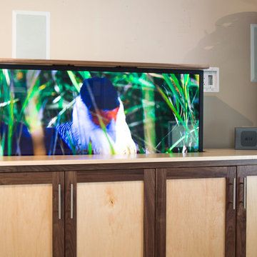 TV Lift Cabinet in solid Maple Infused with Solid Walnut (The Naramada)