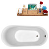 59" Streamline N280BNK Soaking Freestanding Tub and Tray With Internal Drain