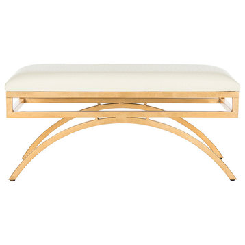 Safavieh Moon Arc Bench, Creme and Gold