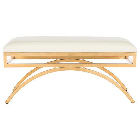 Safavieh Moon Arc Bench, Creme and Gold